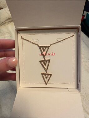 Stella & Dot Gold Triple Stacked Triangle Necklace